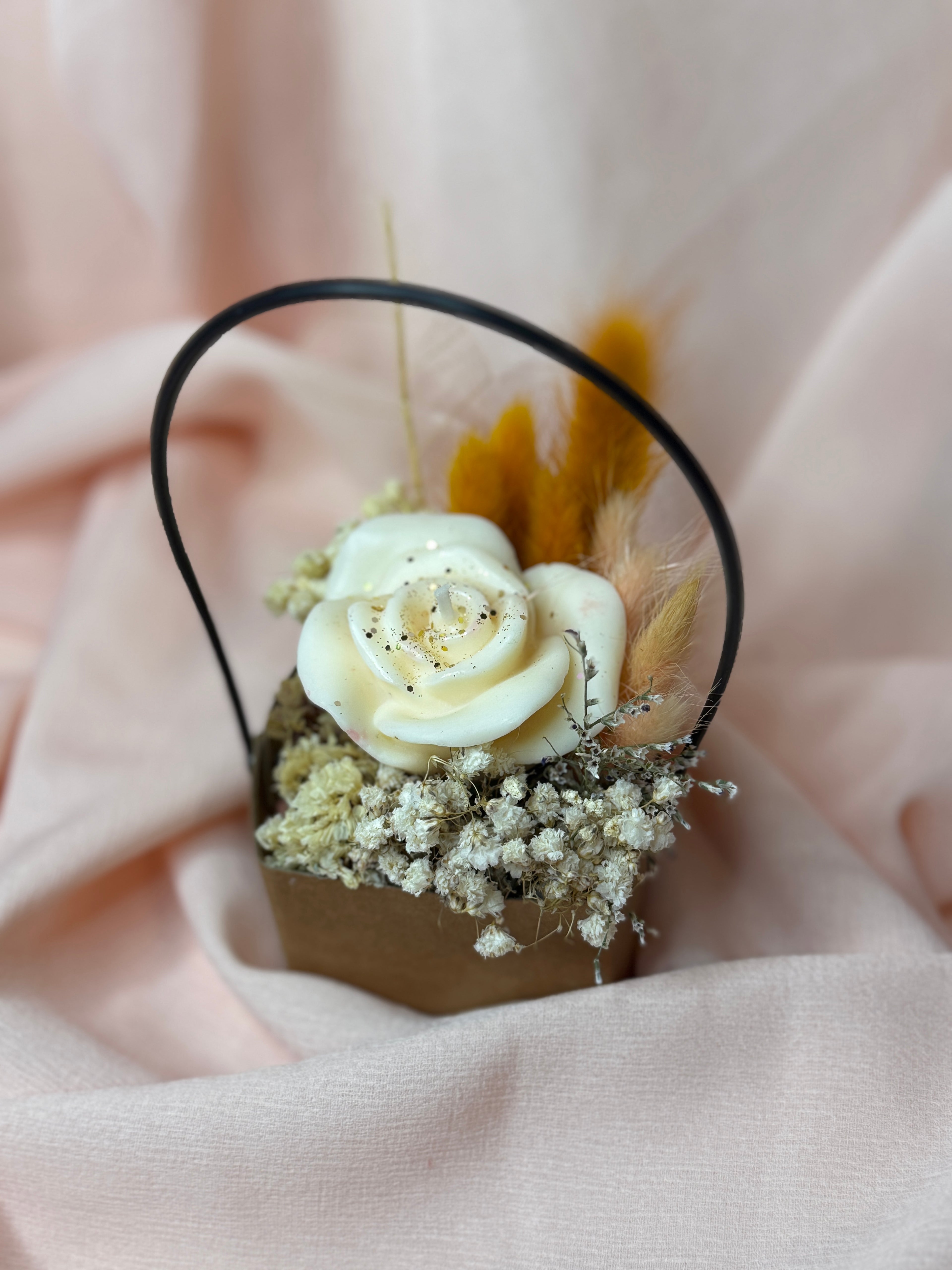 Sakura Flower Candle Basket Beige