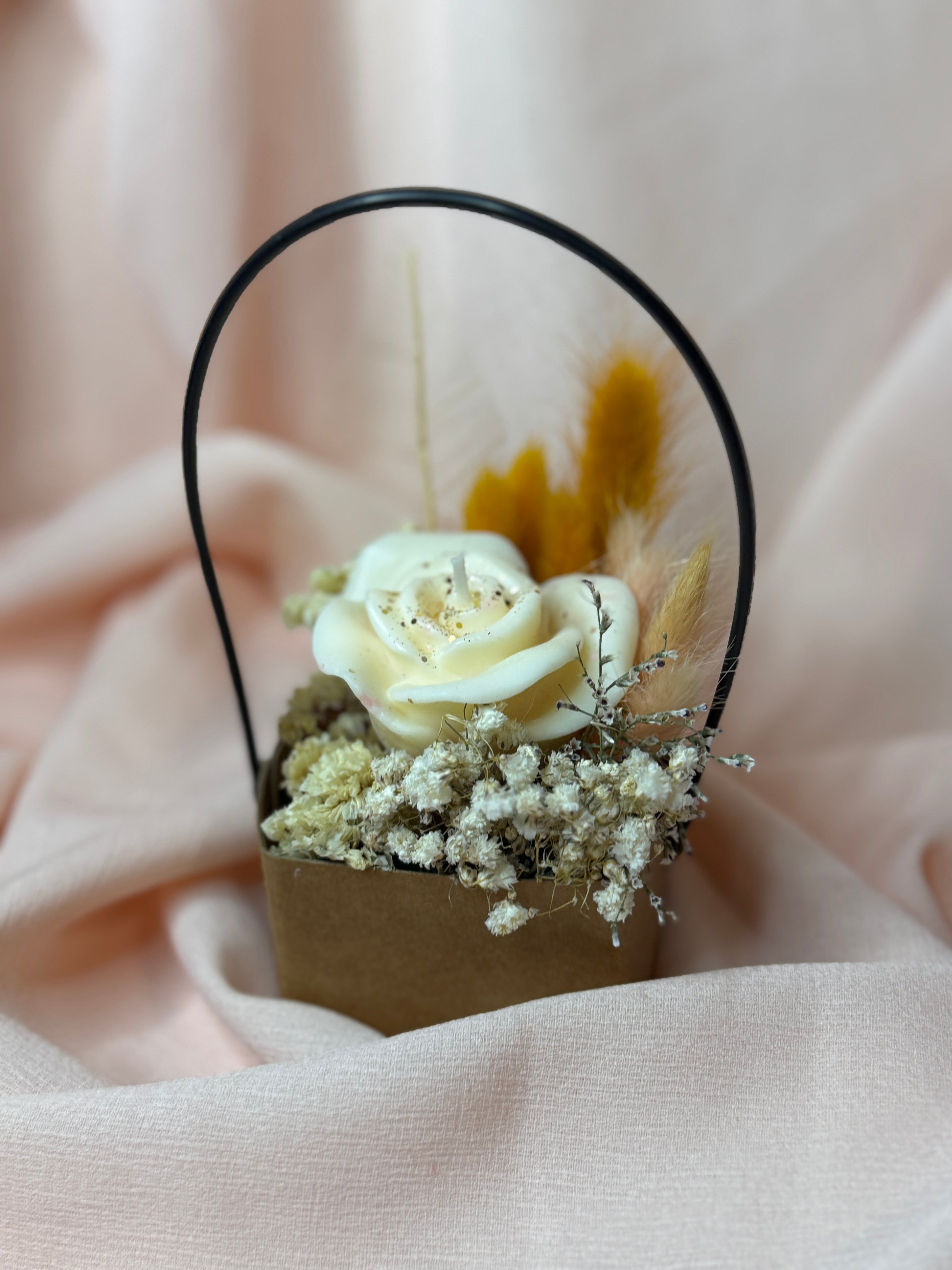 Sakura Flower Candle Basket Beige