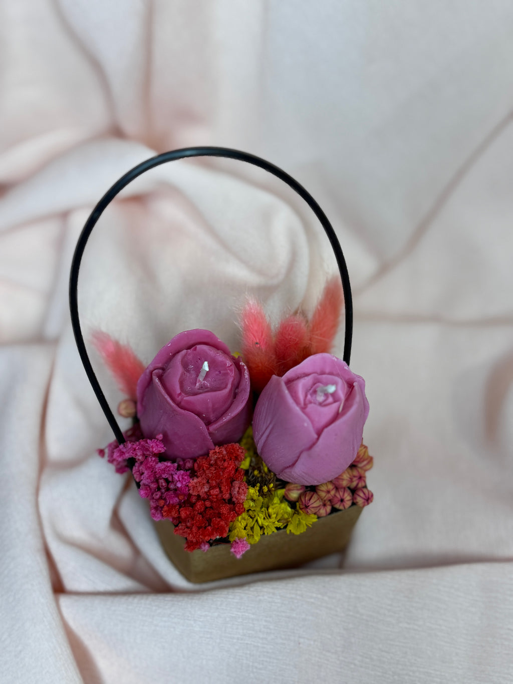Sakura Flower Candle Basket Pink
