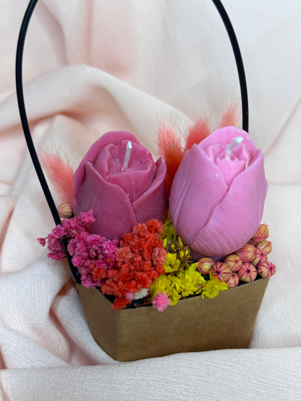 Sakura Flower Candle Basket Pink