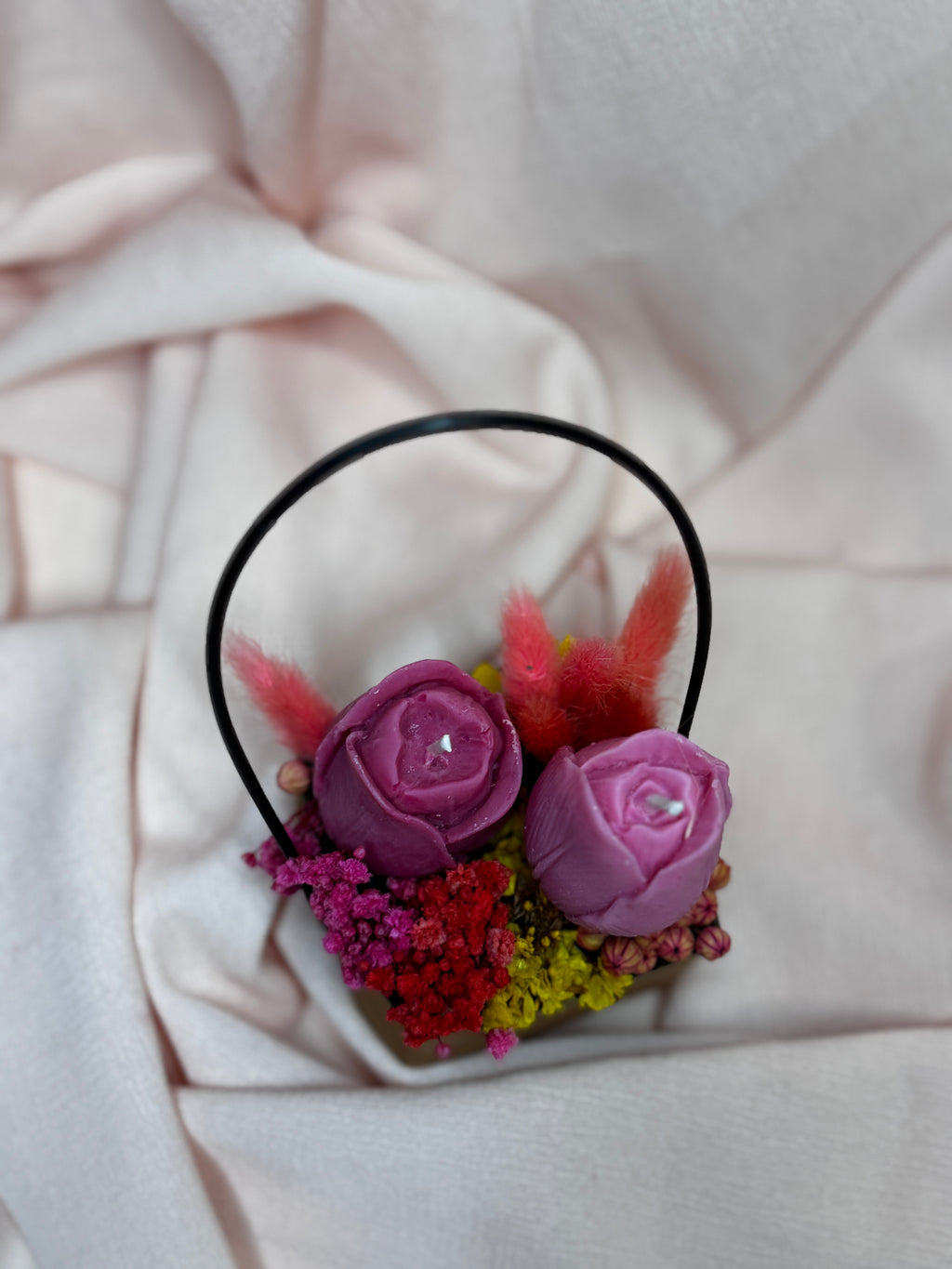 Sakura Flower Candle Basket Pink