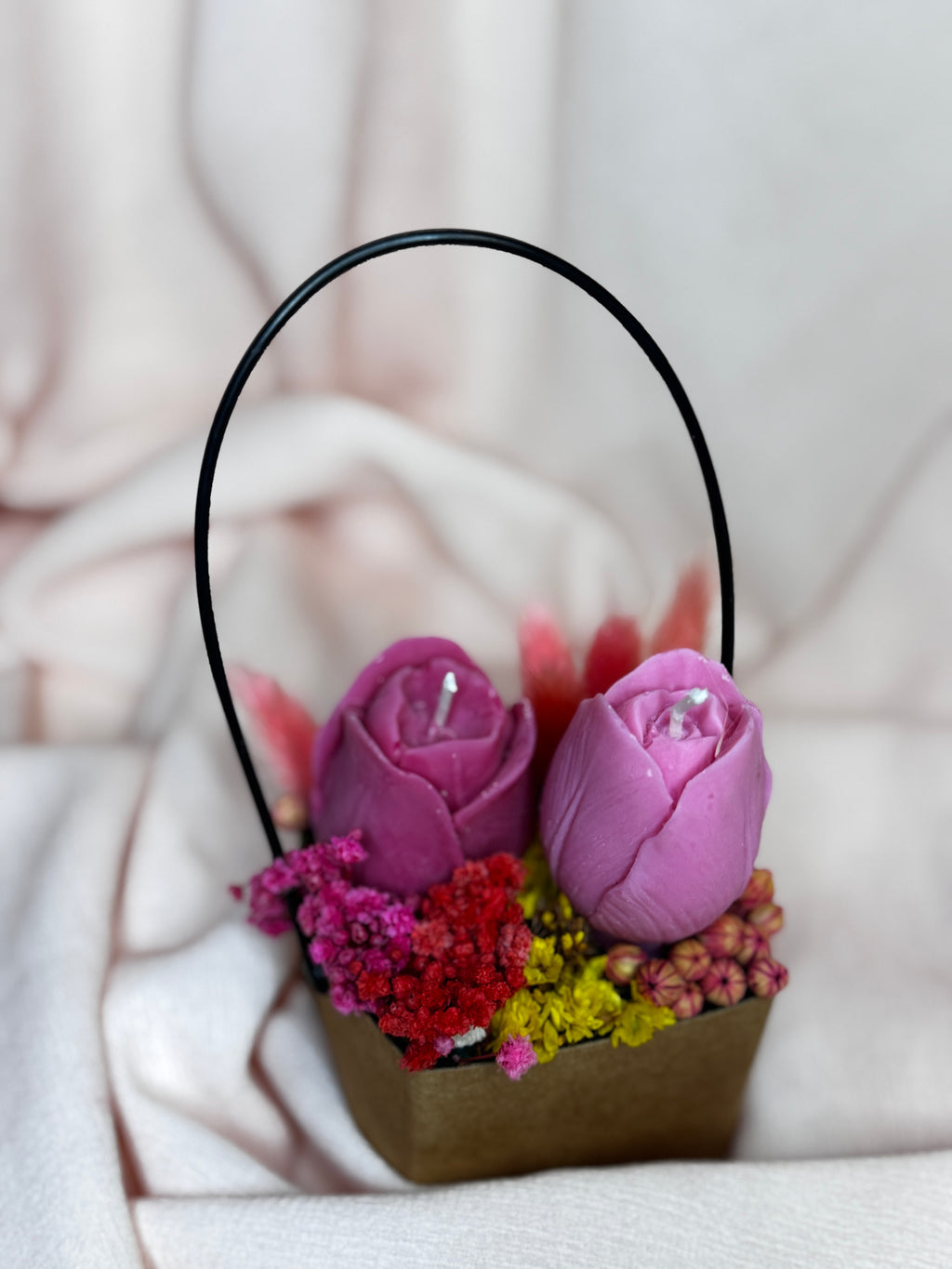 Sakura Flower Candle Basket Pink